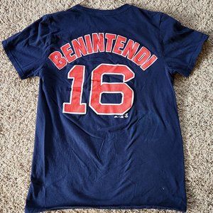Majestic Boston Red Sox Andrew Benintendi Jersey T Shirt Mens Size SMALL